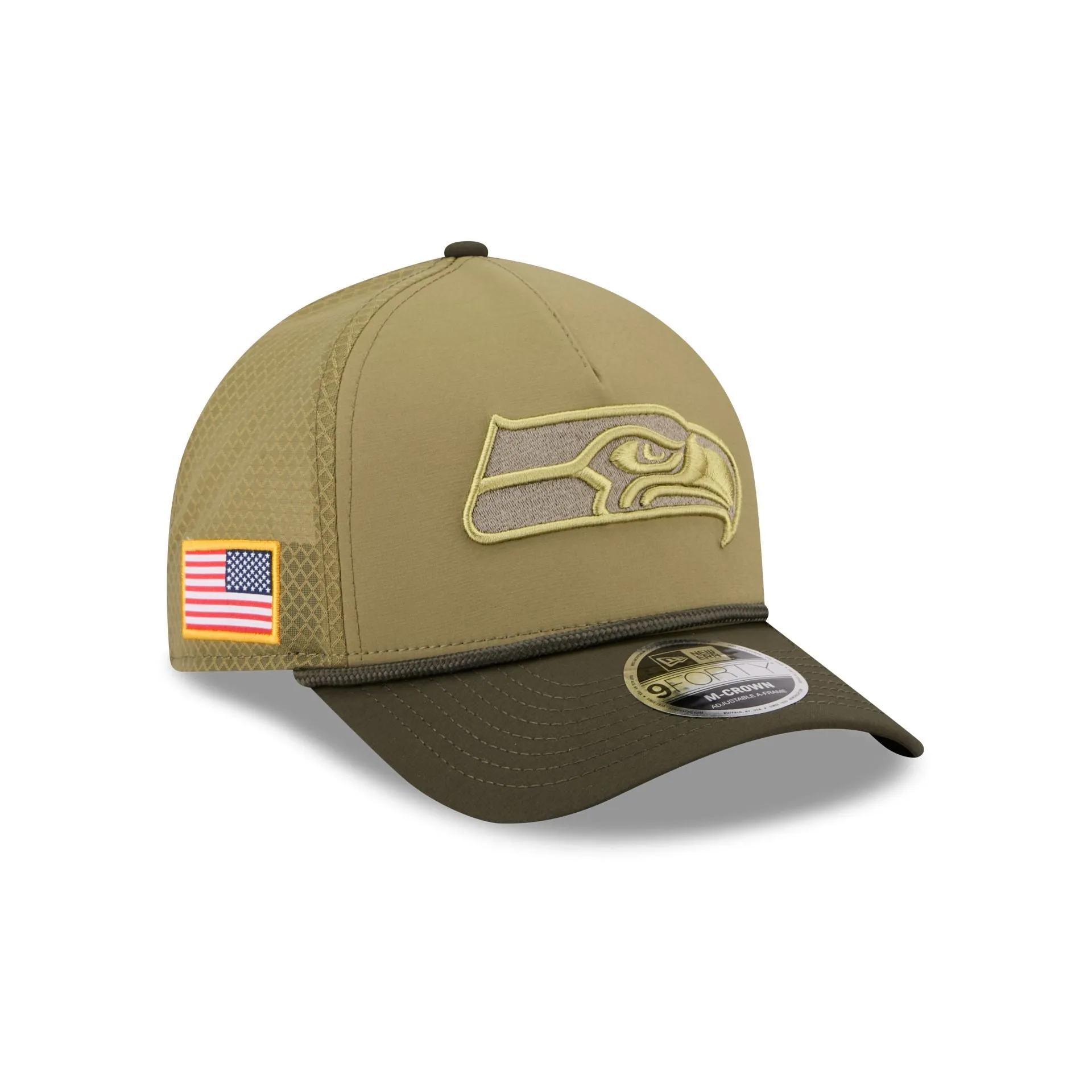 Seattle Seahawks 2025 Salute to Service 9FORTY M-Crown A-Frame Trucker Hat sold by New Era