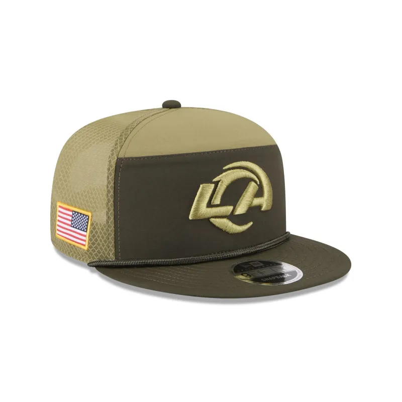 Los Angeles Rams 2025 Salute to Service Split Panel 9FIFTY Trucker Hat sold by New Era