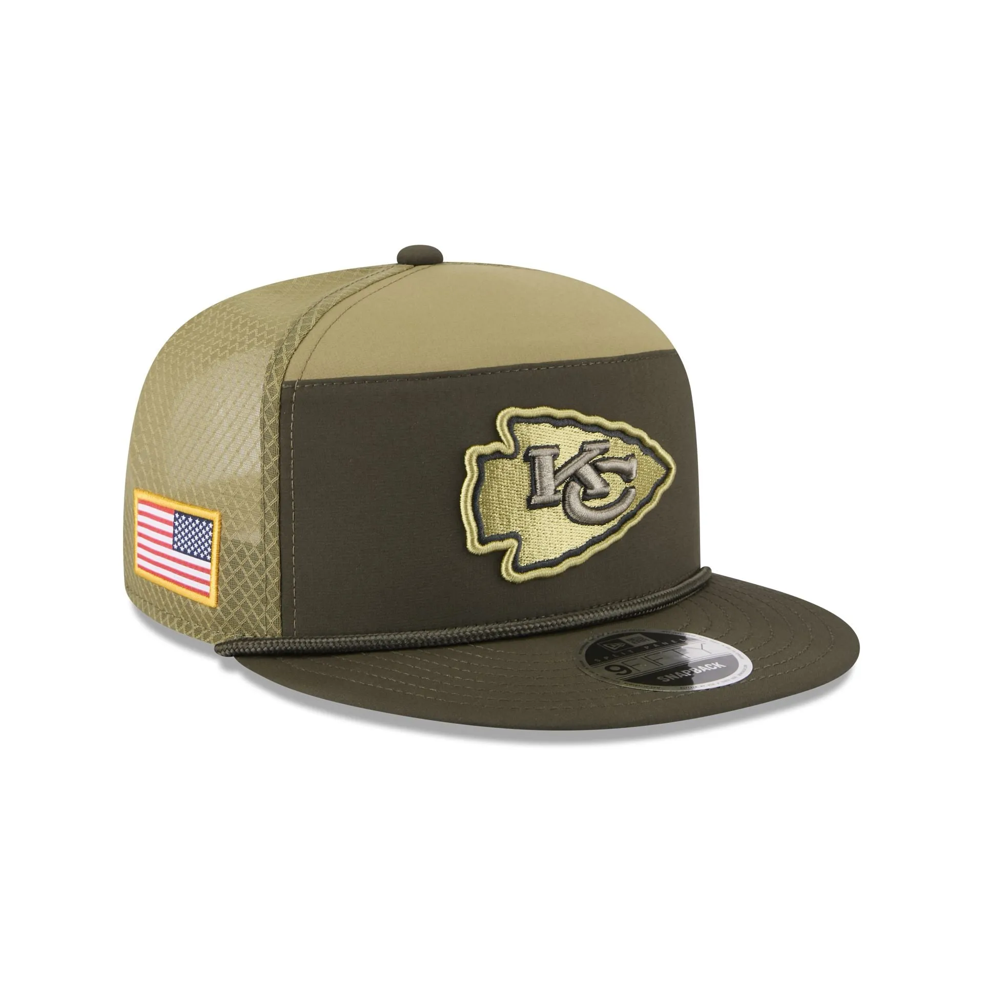 Kansas City Chiefs 2025 Salute to Service Split Panel 9FIFTY Trucker Hat sold by New Era