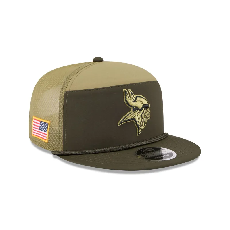 Minnesota Vikings 2025 Salute to Service Split Panel 9FIFTY Trucker Hat sold by New Era