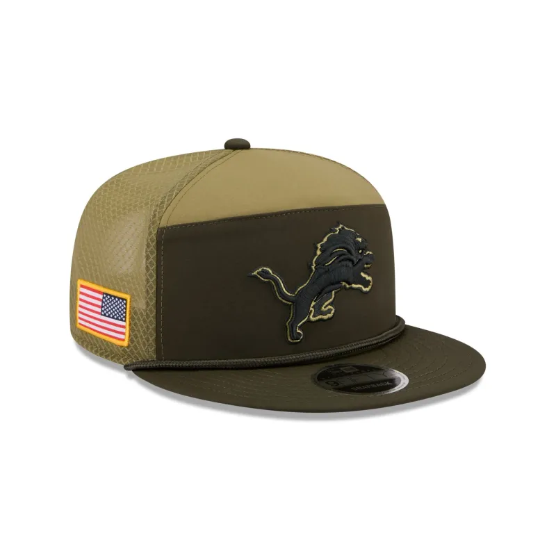 Detroit Lions 2025 Salute to Service Split Panel 9FIFTY Trucker Hat sold by New Era
