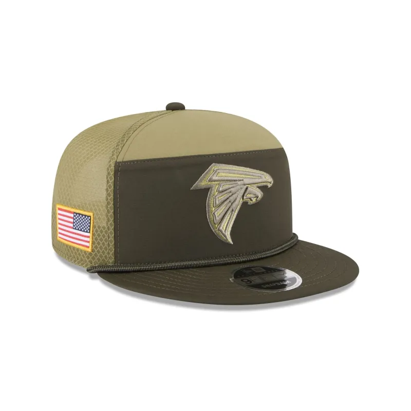 Atlanta Falcons 2025 Salute to Service Split Panel 9FIFTY Trucker Hat sold by New Era