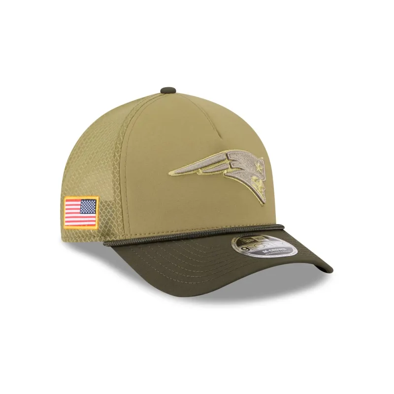 New England Patriots 2025 Salute to Service 9FORTY M-Crown A-Frame Trucker Hat sold by New Era