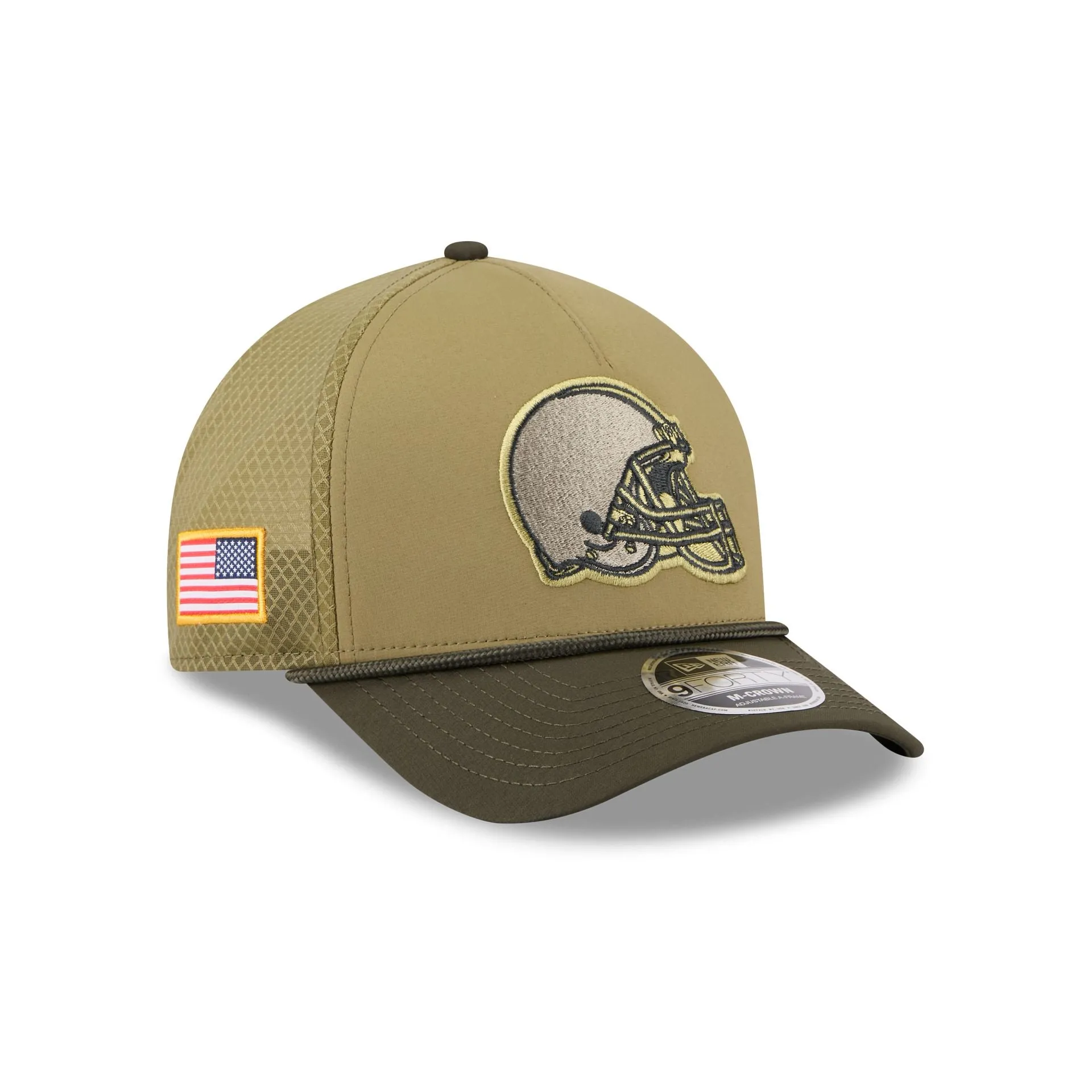 Cleveland Browns 2025 Salute to Service 9FORTY M-Crown A-Frame Trucker Hat sold by New Era