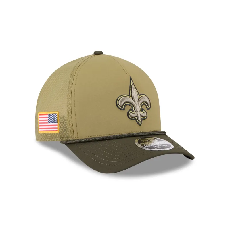 New Orleans Saints 2025 Salute to Service 9FORTY M-Crown A-Frame Trucker Hat sold by New Era