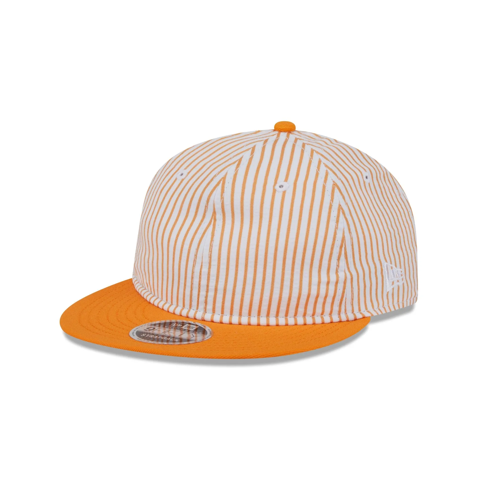 New Era Cap Orange Pinstripe Retro Crown 9FIFTY Snapback Hat sold by New Era