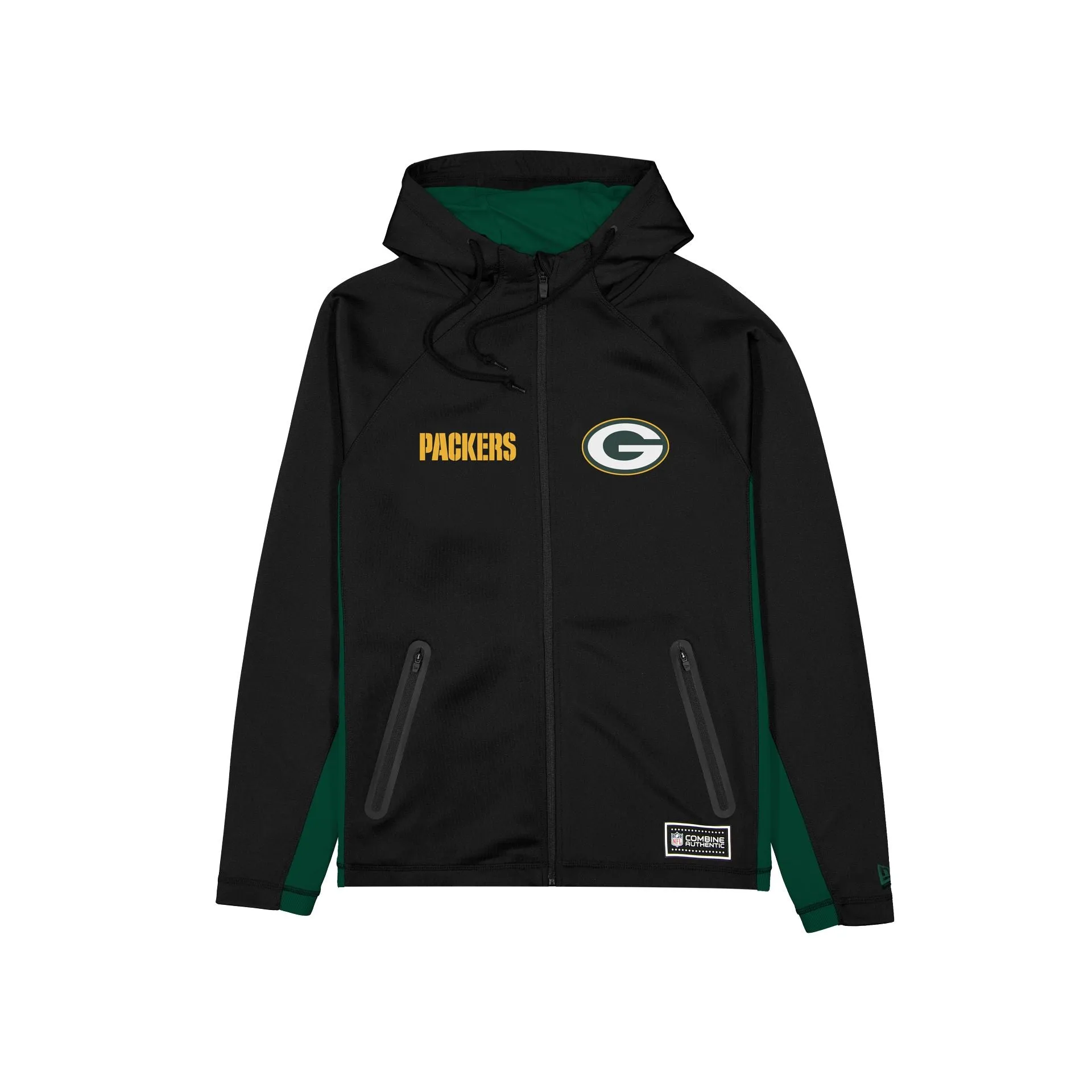 Green Bay Packers Combine Black Full-Zip Hoodie sold by New Era