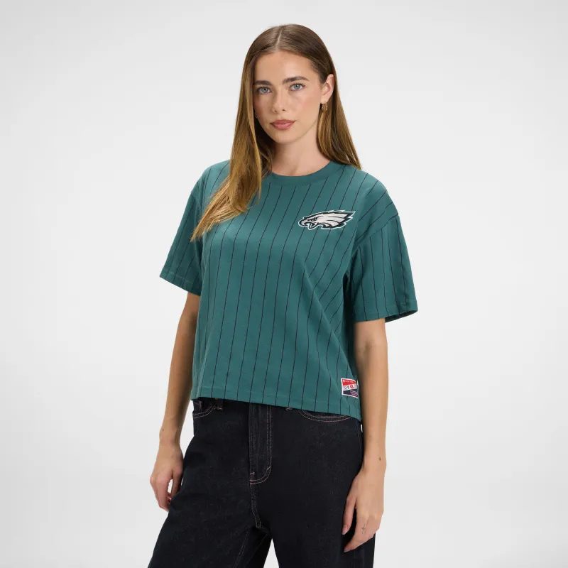 Philadelphia Eagles Throwback Women's Cropped Pinstripe T-Shirt sold by New Era
