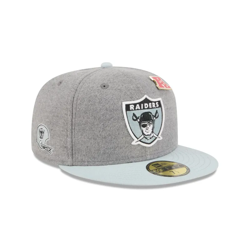 Las Vegas Raiders Heather Gray Wool 59FIFTY Fitted Hat sold by New Era