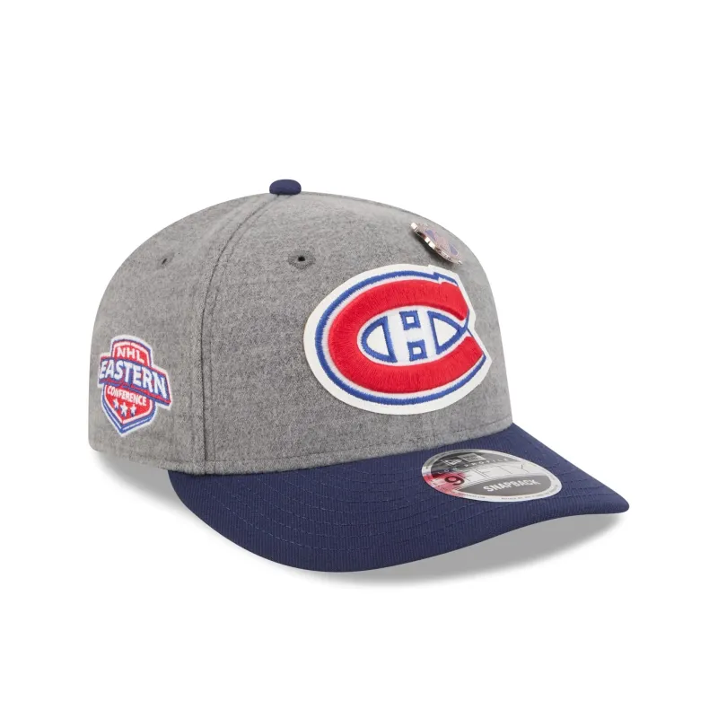 Montreal Canadiens Heather Gray Wool Low Profile 9FIFTY Snapback Hat sold by New Era