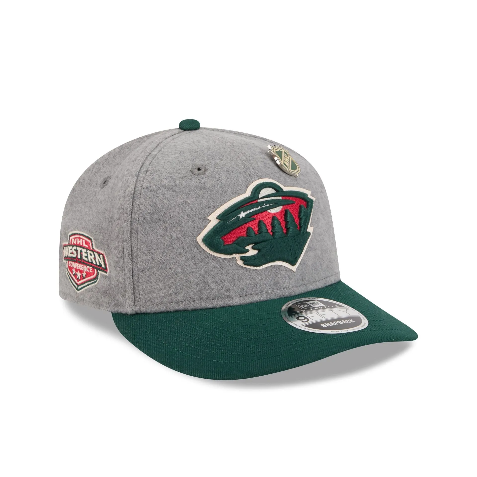 Minnesota Wild Heather Gray Wool Low Profile 9FIFTY Snapback Hat sold by New Era