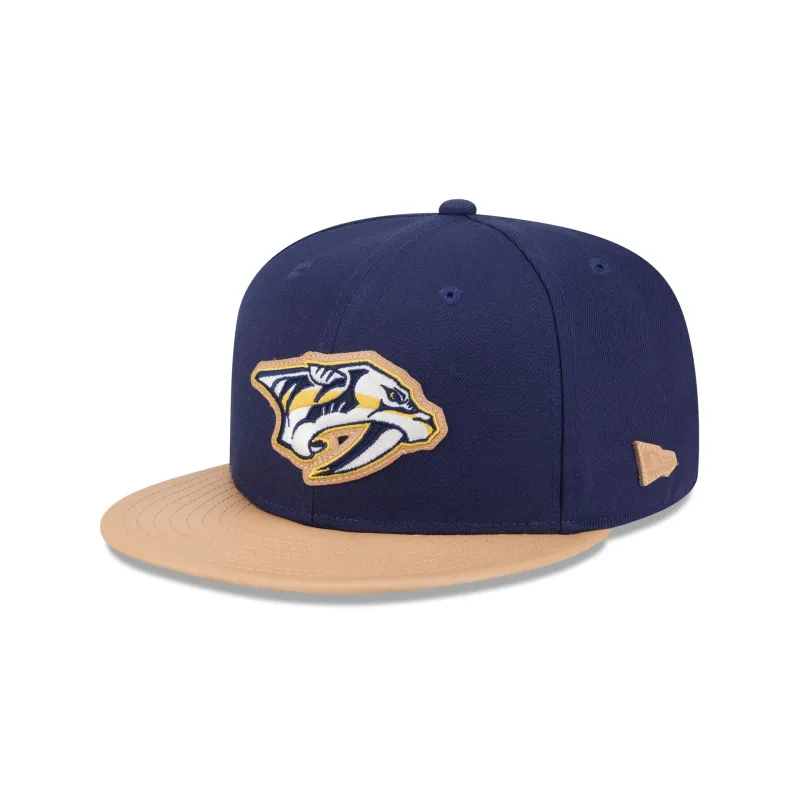Nashville Predators Leather Visor 59FIFTY Fitted Hat made by New Era