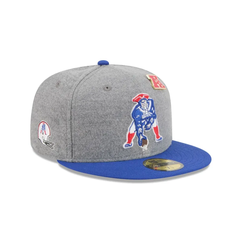 New England Patriots Heather Gray Wool 59FIFTY Fitted Hat sold by New Era