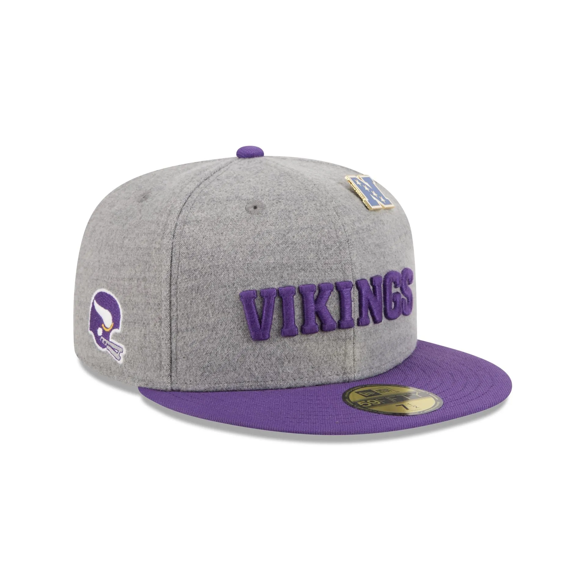 Minnesota Vikings Heather Gray Wool 59FIFTY Fitted Hat sold by New Era