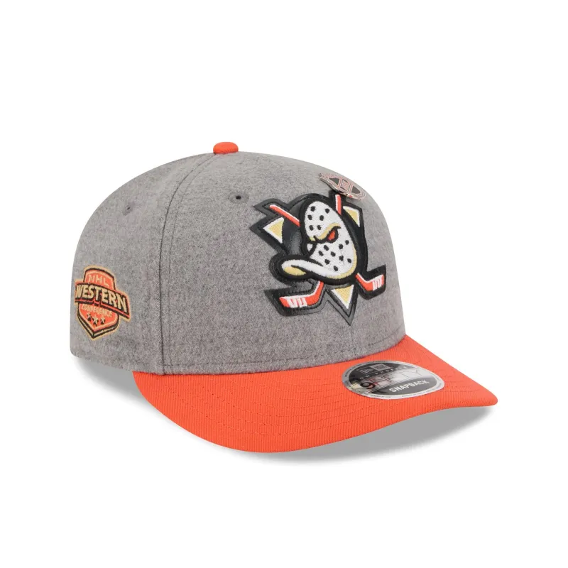 Anaheim Ducks Heather Gray Wool Low Profile 9FIFTY Snapback Hat sold by New Era