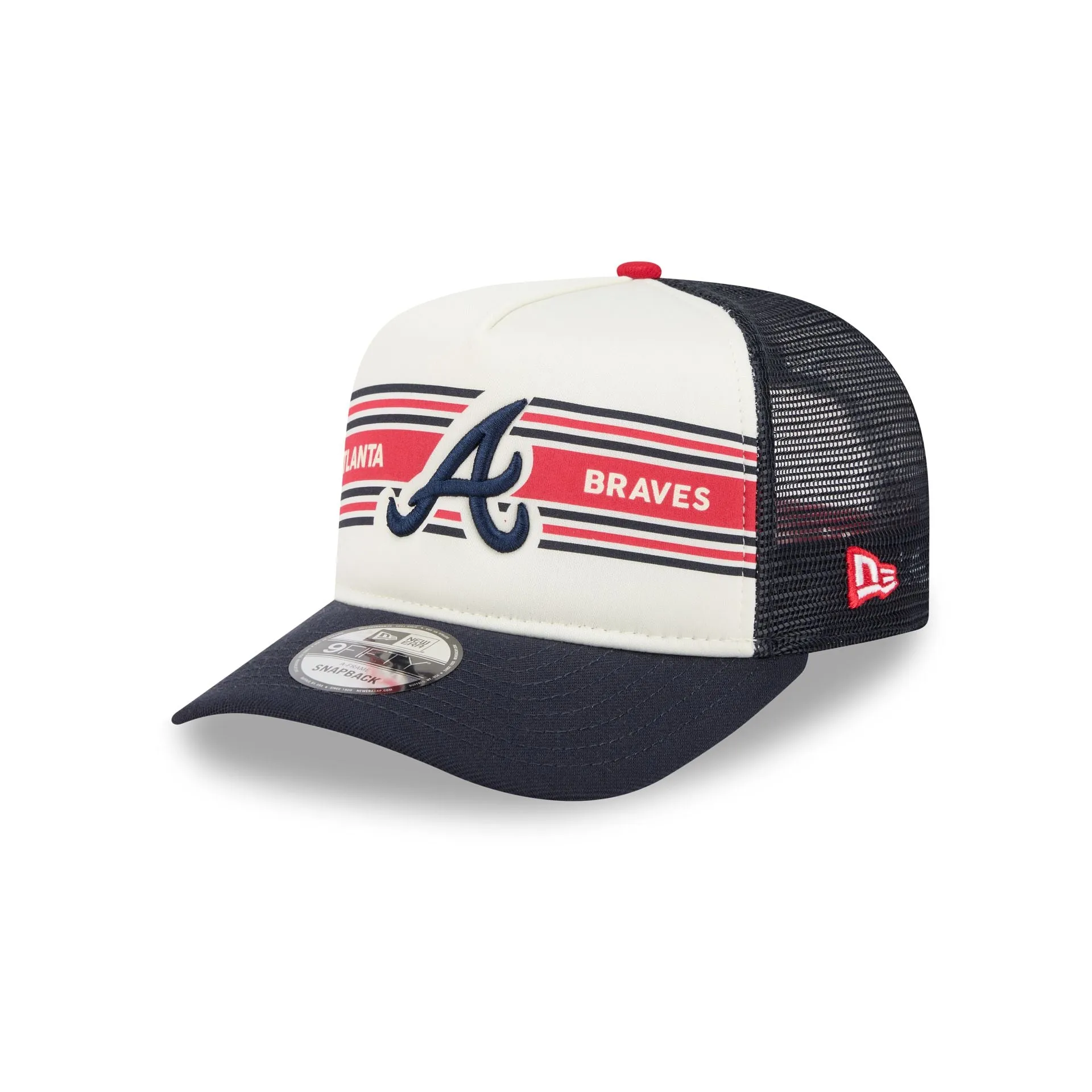 Atlanta Braves Banner 9FIFTY A-Frame Trucker Hat sold by New Era