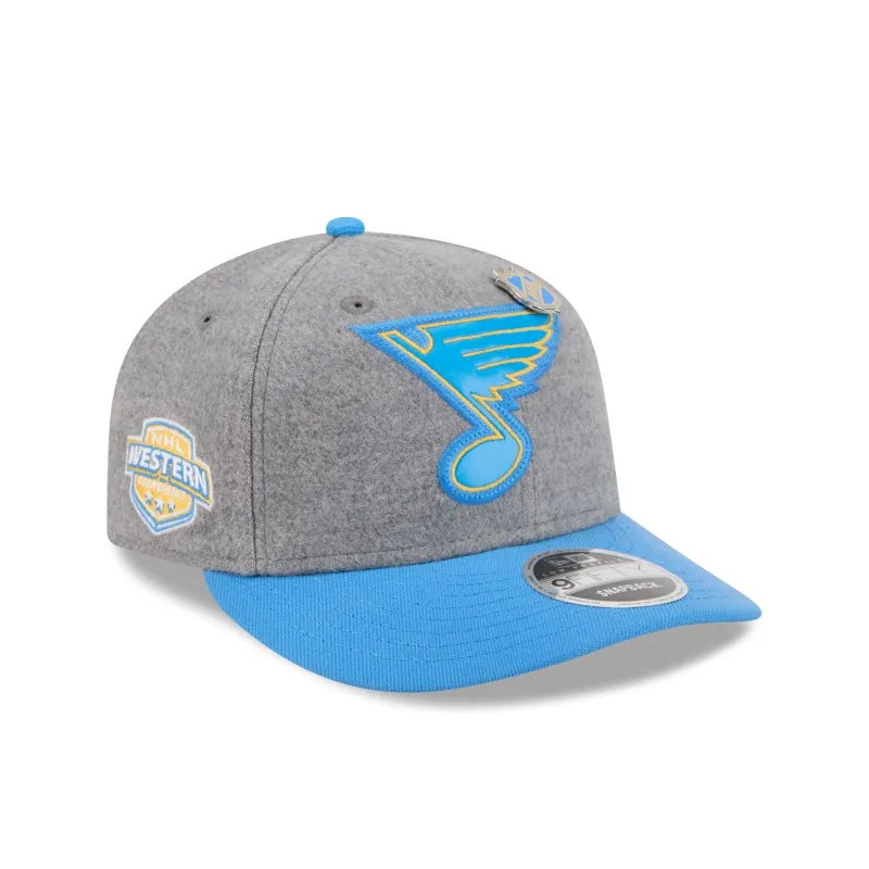 St. Louis Blues Heather Gray Wool Low Profile 9FIFTY Snapback Hat sold by New Era