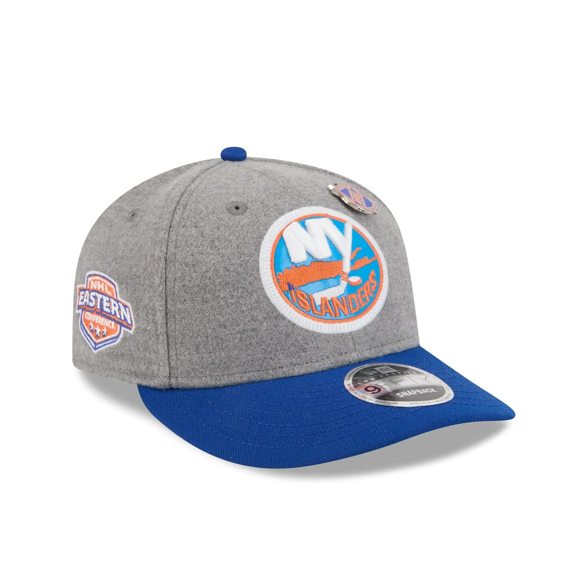 New York Islanders Heather Gray Wool Low Profile 9FIFTY Snapback Hat sold by New Era