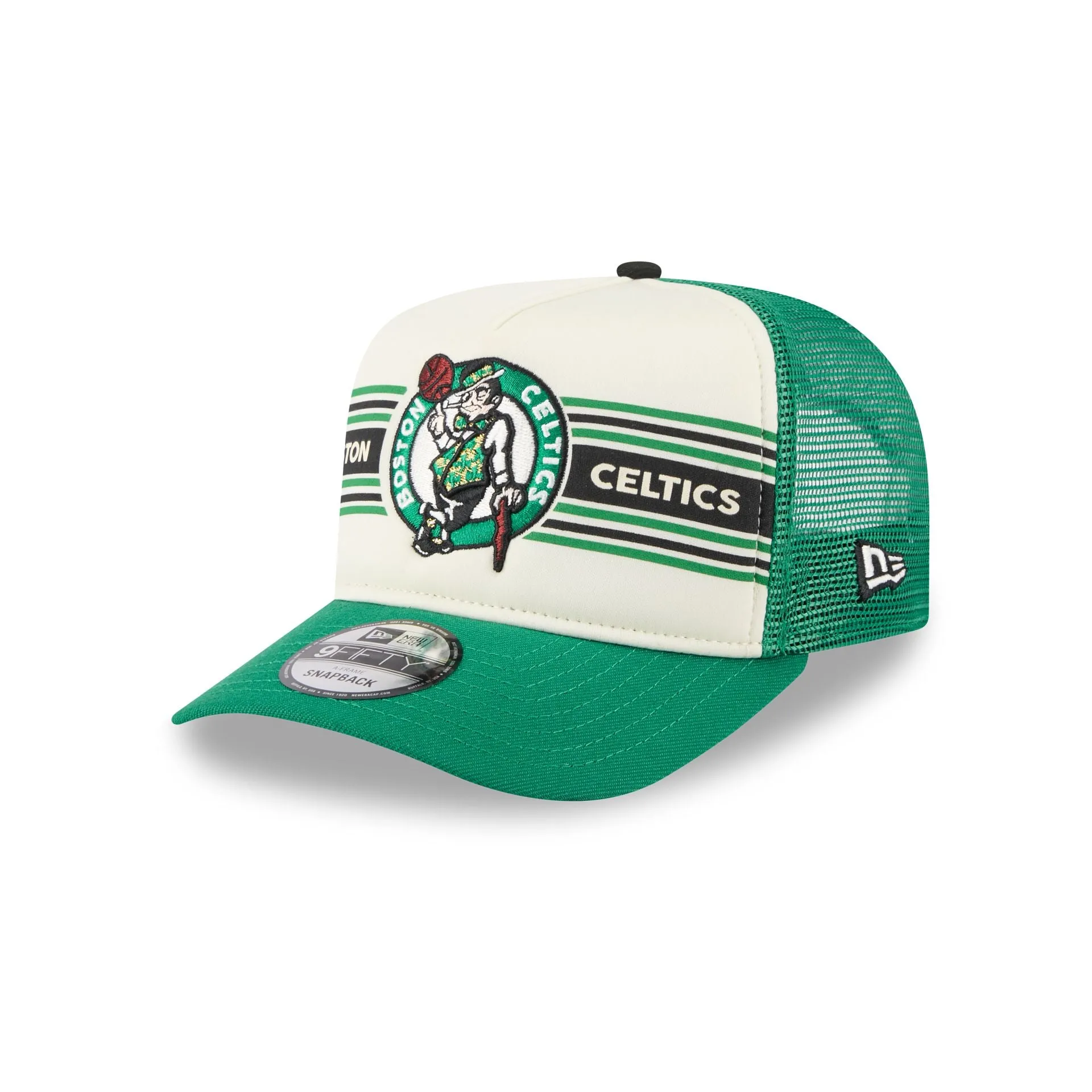 Boston Celtics Banner 9FIFTY A-Frame Trucker Hat sold by New Era