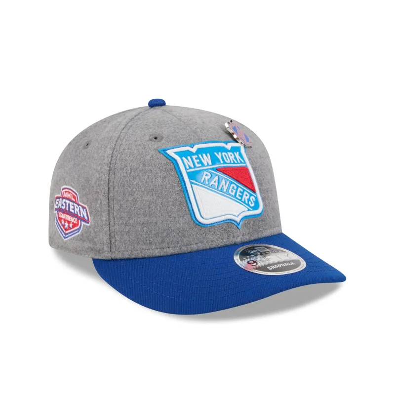 New York Rangers Heather Gray Wool Low Profile 9FIFTY Snapback Hat made by New Era