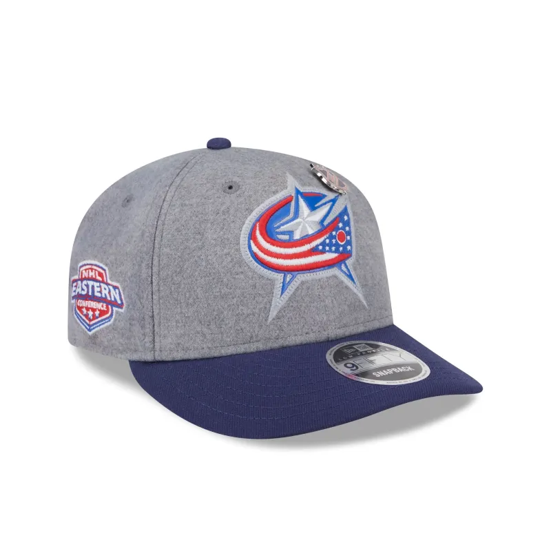 Columbus Blue Jackets Heather Gray Wool Low Profile 9FIFTY Snapback Hat sold by New Era