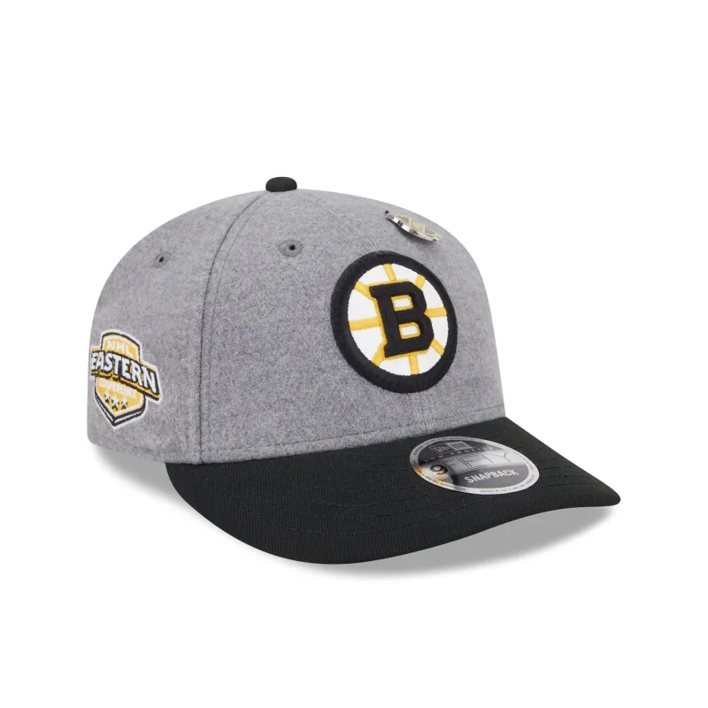 Boston Bruins Heather Gray Wool Low Profile 9FIFTY Snapback Hat sold by New Era