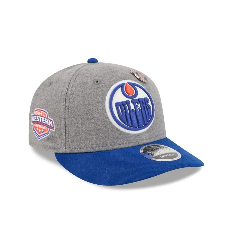 Edmonton Oilers Heather Gray Wool Low Profile 9FIFTY Snapback Hat made by New Era