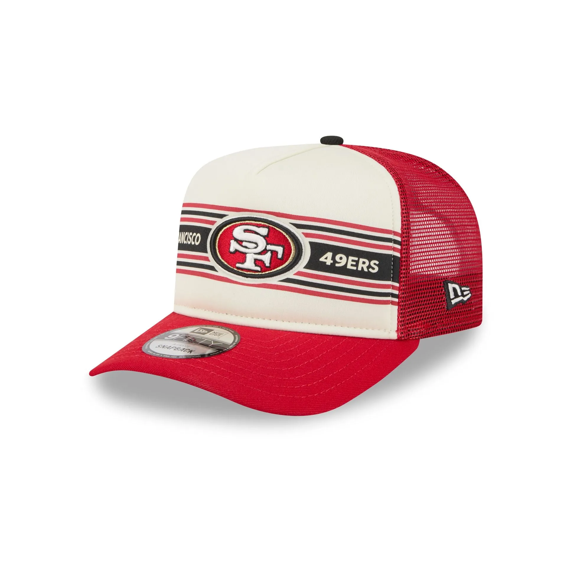 San Francisco 49ers Banner 9FIFTY A-Frame Trucker Hat sold by New Era