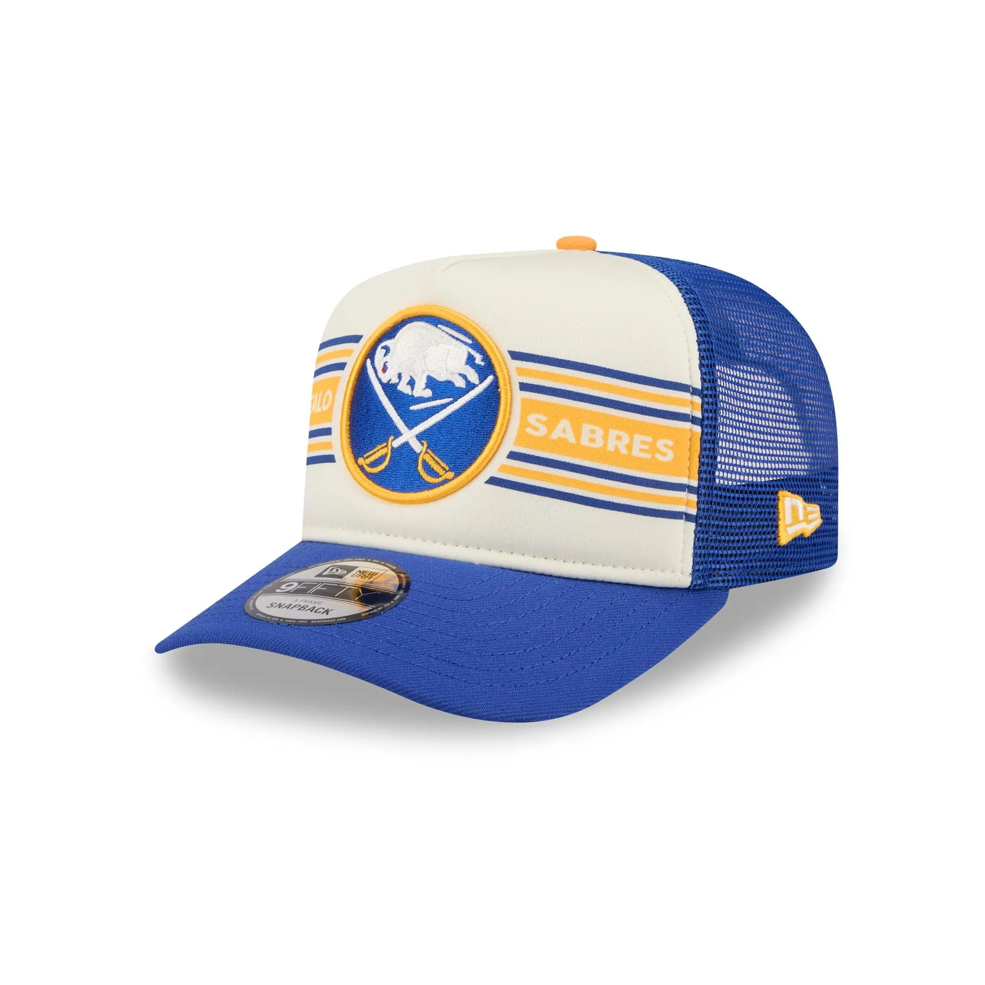 Buffalo Sabres Banner 9FIFTY A-Frame Trucker Hat sold by New Era