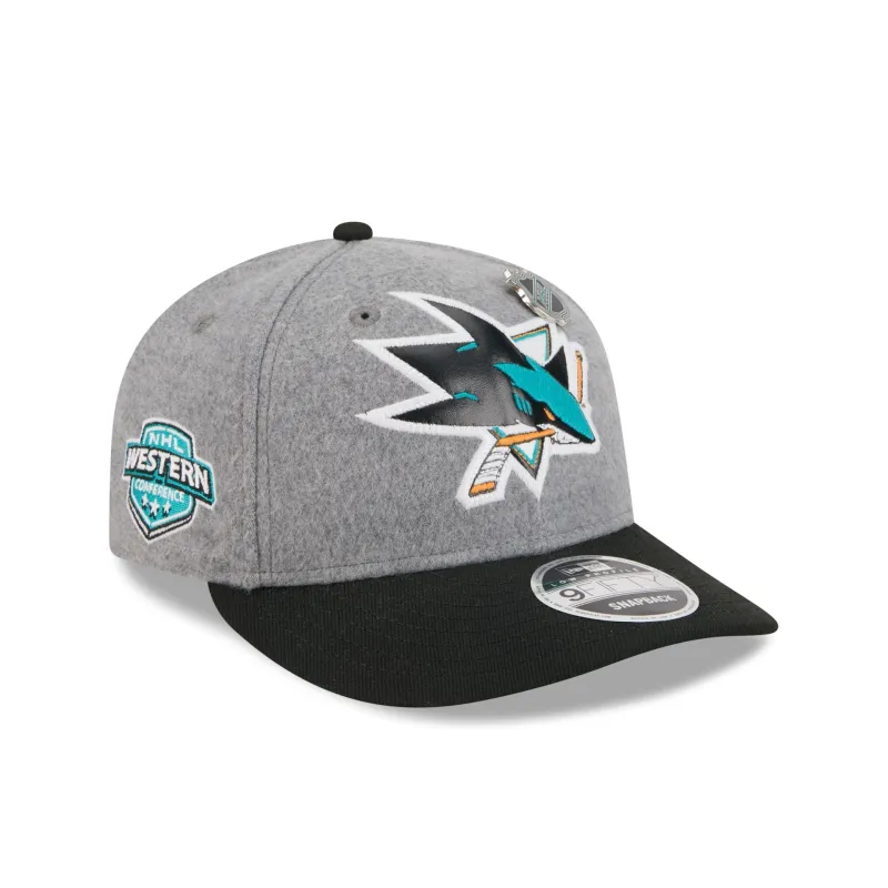 San Jose Sharks Heather Gray Wool Low Profile 9FIFTY Snapback Hat sold by New Era