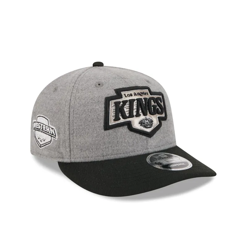 Los Angeles Kings Heather Gray Wool Low Profile 9FIFTY Snapback Hat made by New Era