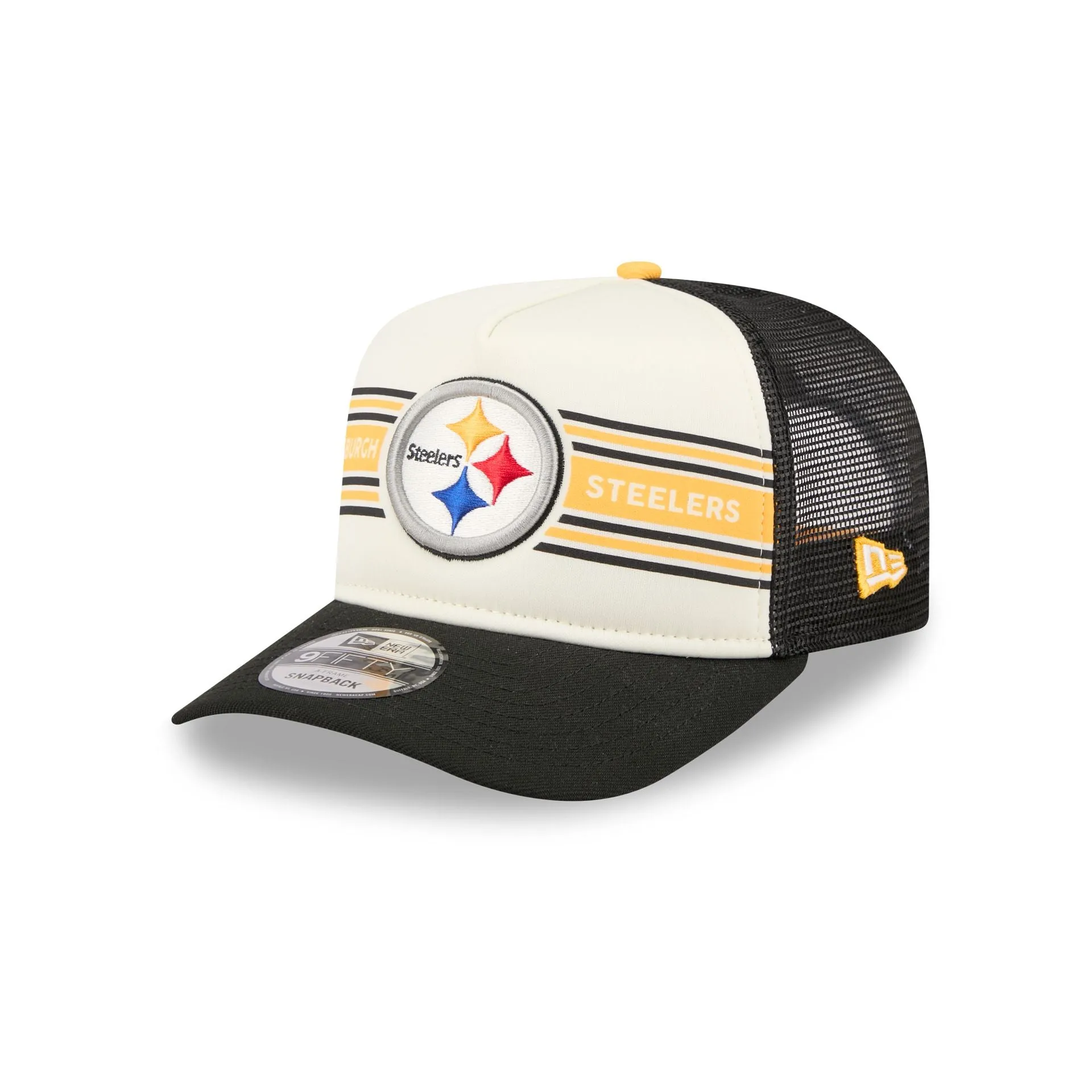 Pittsburgh Steelers Banner 9FIFTY A-Frame Trucker Hat sold by New Era