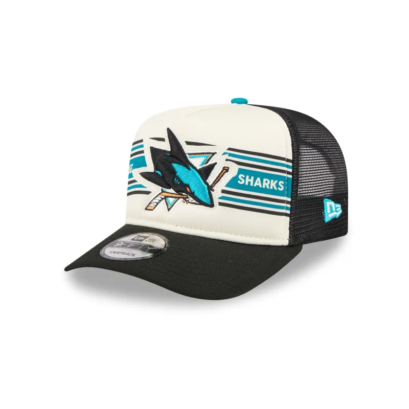San Jose Sharks Banner 9FIFTY A-Frame Trucker Hat sold by New Era