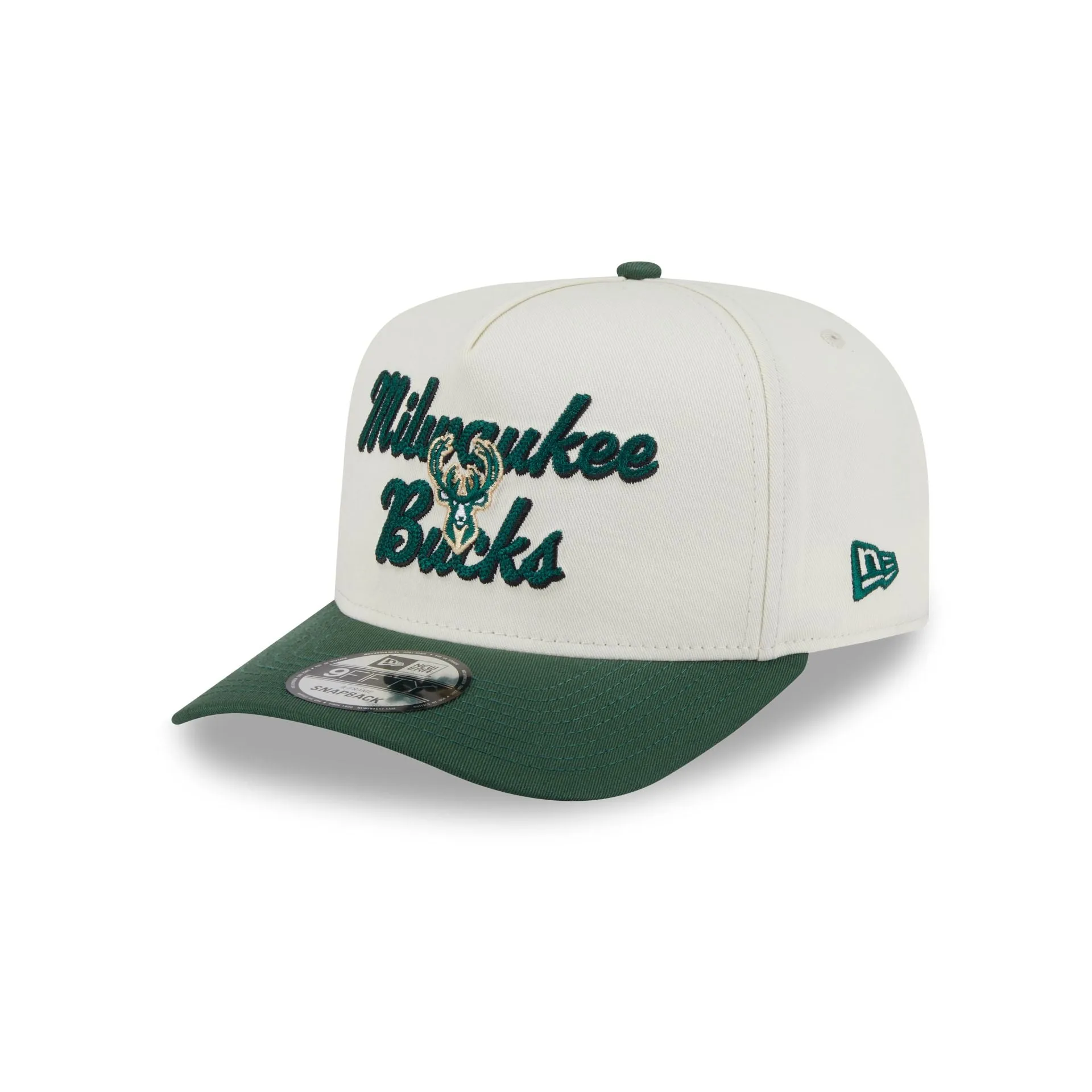 Milwaukee Bucks Chainstitch 9FIFTY A-Frame Snapback Hat sold by New Era