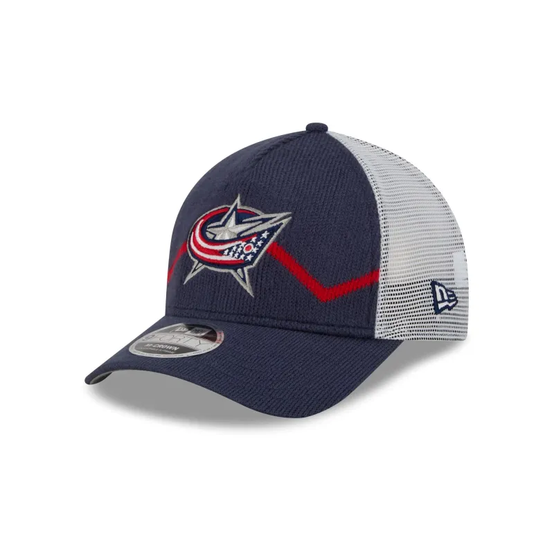 Columbus Blue Jackets Sock 9FORTY M-Crown A-Frame Trucker Hat sold by New Era