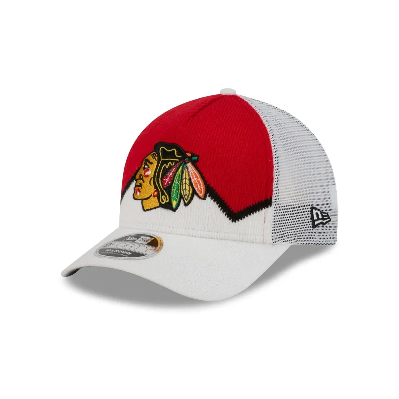 Chicago Blackhawks Sock 9FORTY M-Crown A-Frame Trucker Hat sold by New Era