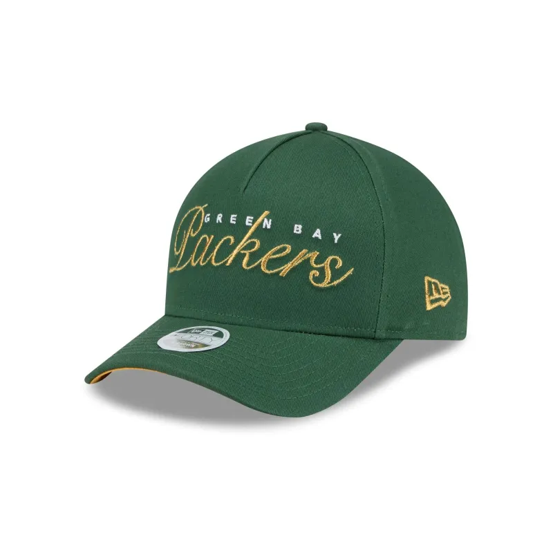 Green Bay Packers Metallic Women's 9FORTY M-Crown A-Frame Snapback Hat sold by New Era