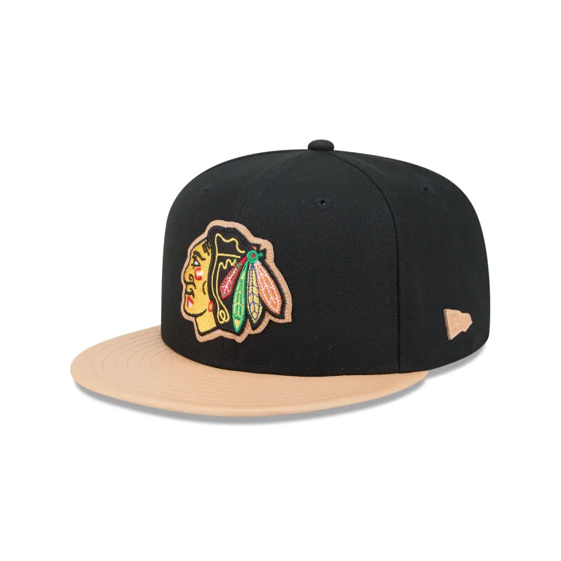 Chicago Blackhawks Leather Visor 59FIFTY Fitted Hat sold by New Era