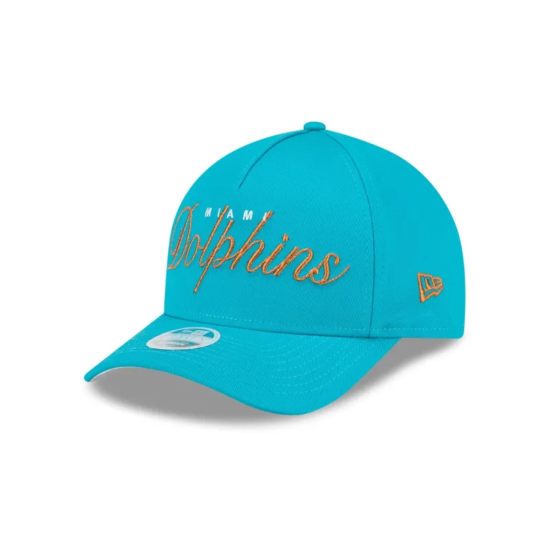 Miami Dolphins Metallic Women's 9FORTY M-Crown A-Frame Snapback Hat sold by New Era