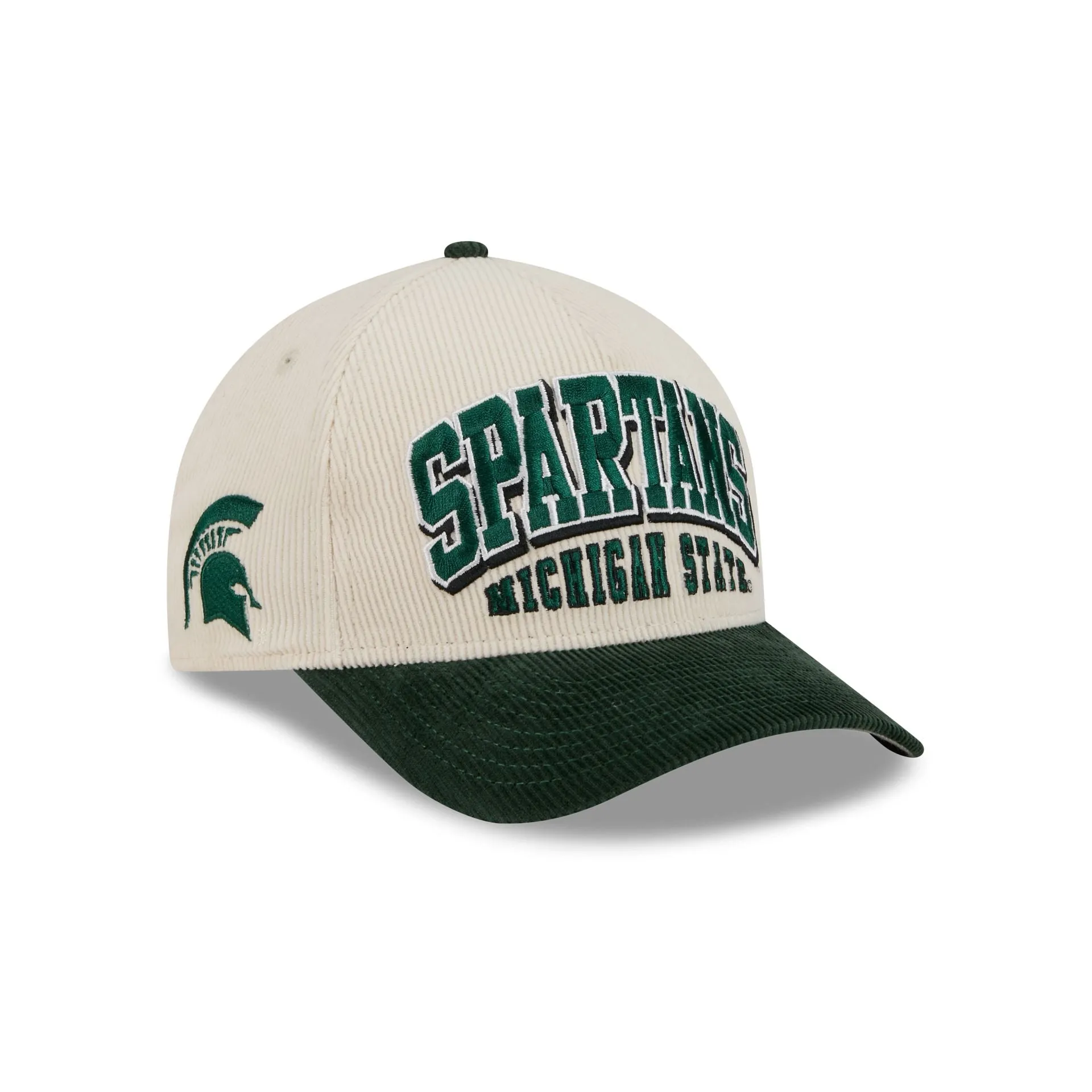 Michigan State Spartans Stacked Corduroy 9FORTY M-Crown A-Frame Snapback Hat sold by New Era
