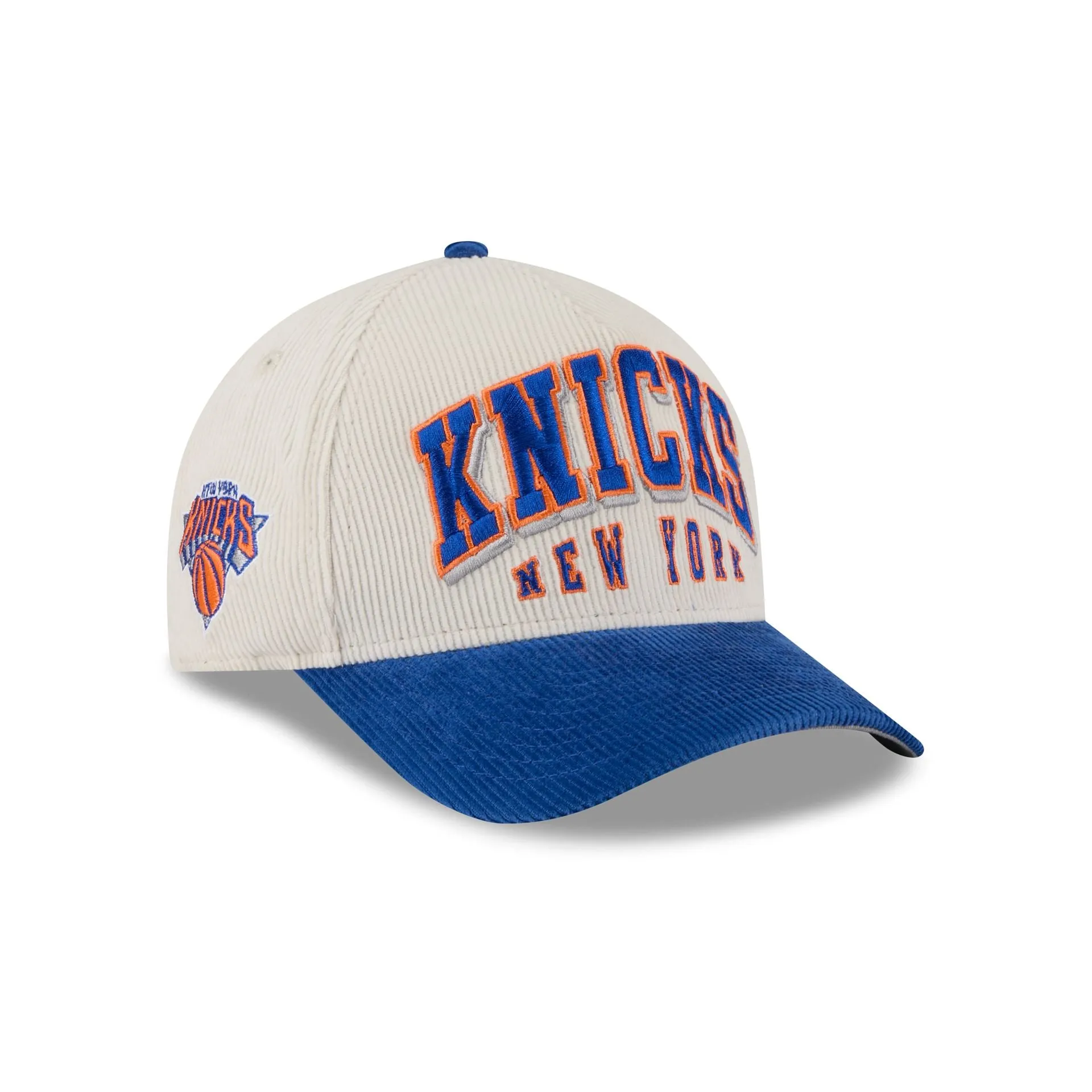 New York Knicks Stacked Corduroy 9FORTY M-Crown A-Frame Snapback Hat sold by New Era