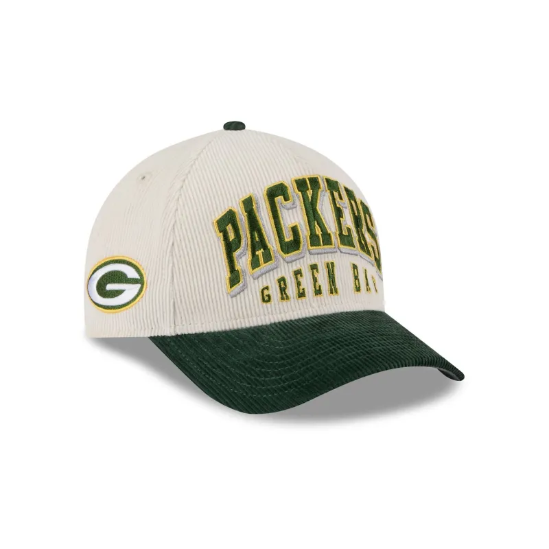 Green Bay Packers Stacked Corduroy 9FORTY M-Crown A-Frame Snapback Hat sold by New Era