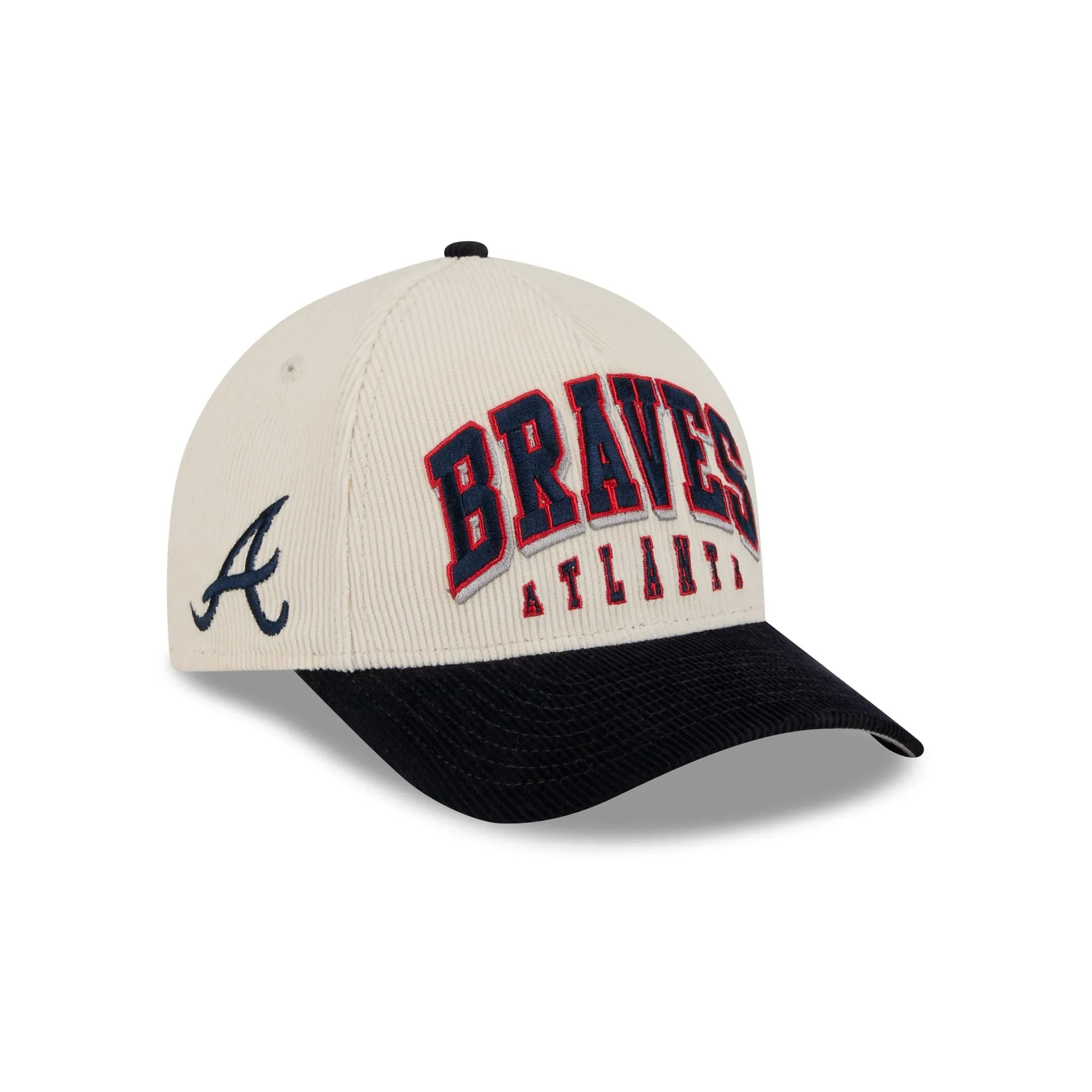 Atlanta Braves Stacked Corduroy 9FORTY M-Crown A-Frame Snapback Hat sold by New Era