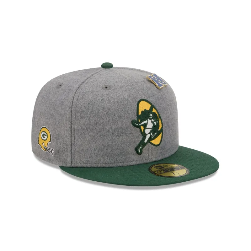 Green Bay Packers Heather Gray Wool 59FIFTY Fitted Hat sold by New Era