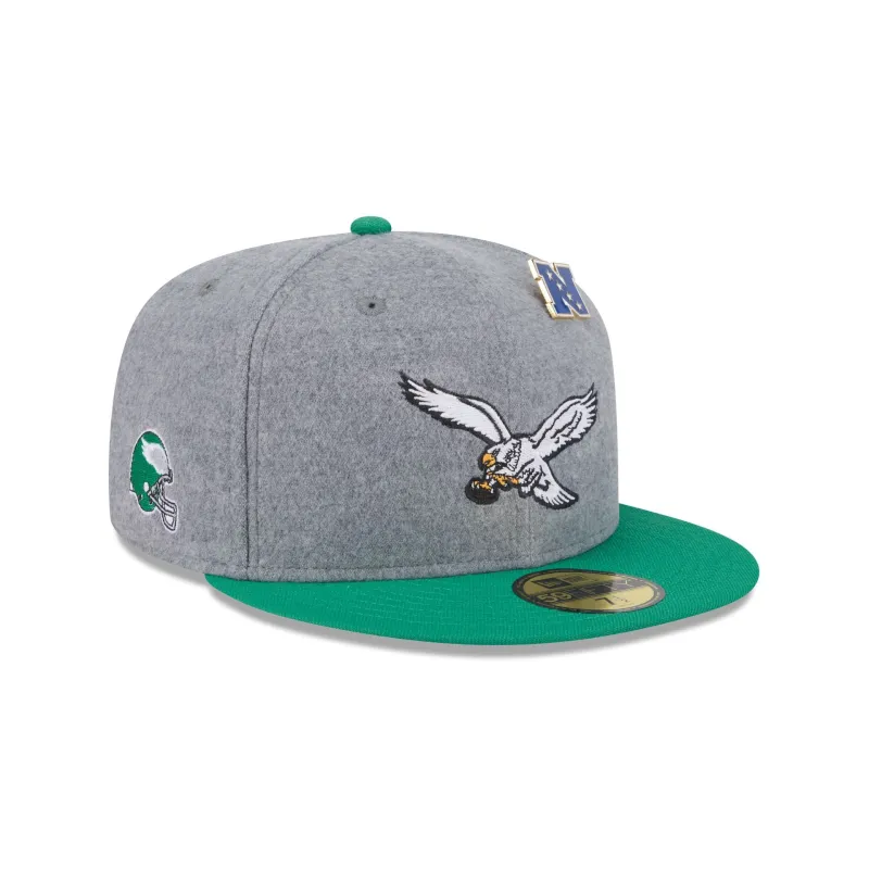 Philadelphia Eagles Heather Gray Wool 59FIFTY Fitted Hat sold by New Era
