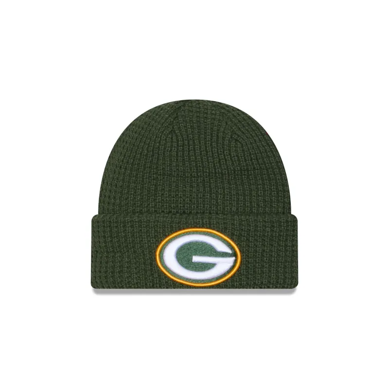 Green Bay Packers Waffle Stitch Knit Beanie Hat sold by New Era