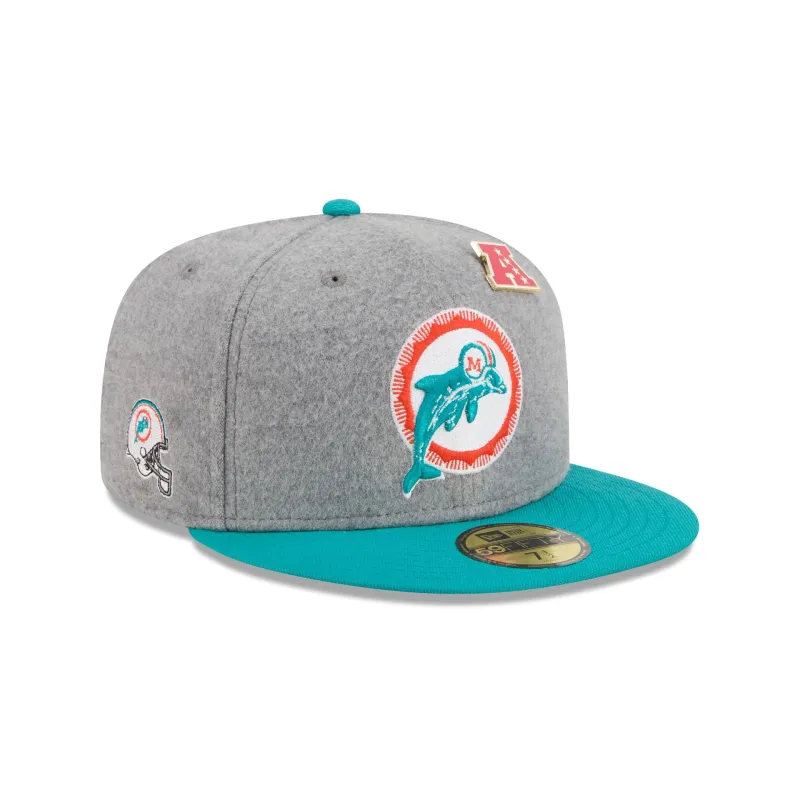 Miami Dolphins Heather Gray Wool 59FIFTY Fitted Hat sold by New Era