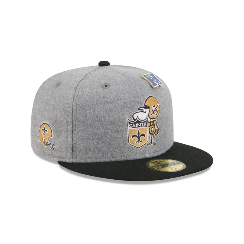 New Orleans Saints Heather Gray Wool 59FIFTY Fitted Hat sold by New Era