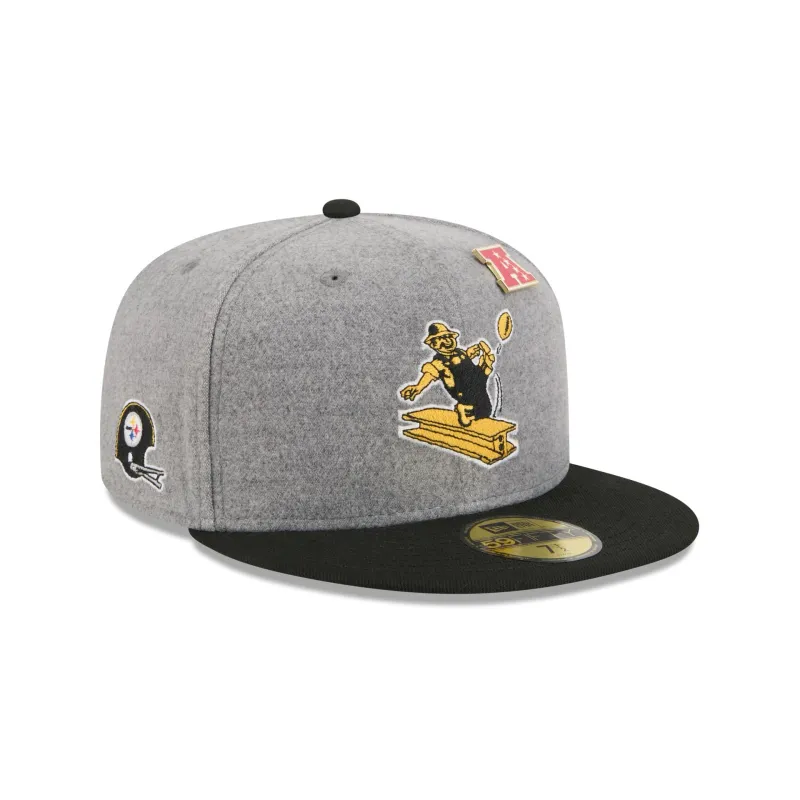 Pittsburgh Steelers Heather Gray Wool 59FIFTY Fitted Hat sold by New Era