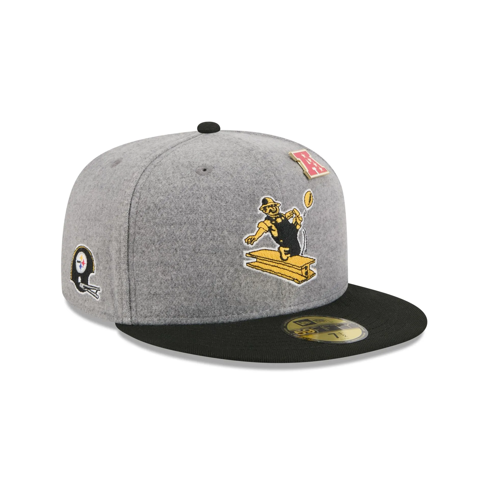 Pittsburgh Steelers Heather Gray Wool 59FIFTY Fitted Hat sold by New Era